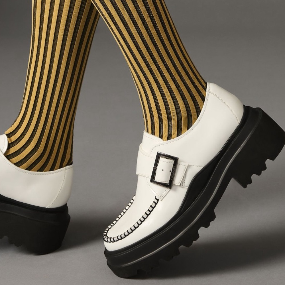 G.H. BASS White Leather Platform Derby Loafers - Women’s Size 9.5 - New In Box